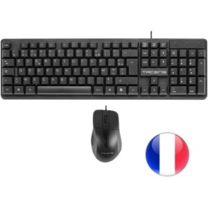 tacens anima acp02 pack usb teclado multimedia + raton 1200dpi 3 botones disposicion francesa azerty fr cable de 1.3m teclas de membrana sensor optico uso diestro color negro