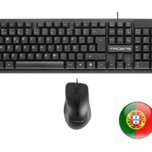 tacens anima acp02 pack usb teclado multimedia + raton 1200dpi 3 botones disposicion portuguesa qwerty pt cable de 1.3m teclas de membrana sensor optico uso diestro color negro