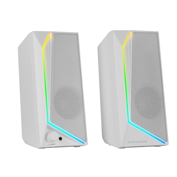 mars gaming ms72 altavoces gaming de 15w luces rgb jack 3.5mm procesador de sonido dsp 178x79x110mm color blanco