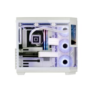 mars gaming mc 3tcorelcd caja torre atx pantalla ips de 7.2” personalizable triple cristal templado soporte para refrigeracion liquida hasta 360mm 7 ranuras de expansion 440x286x401mm color blanco