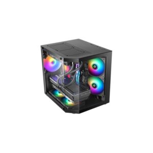 mars gaming mc 3tlite minitorre ultracompacta ventilador de 120mm frgb integrado triple cristal templado soporte microatx/mini itx 4 ranuras de expansion 337x276x342mm color negro