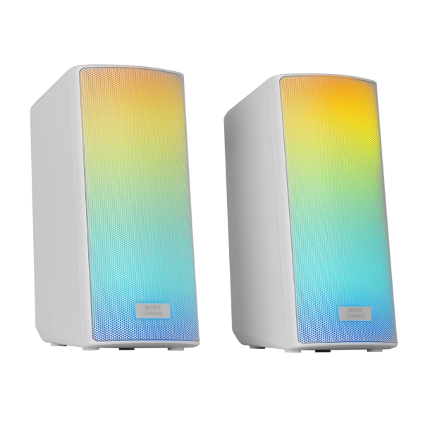 mars gaming msrgb2 altavoces gaming de 15w luces rgb bluetooth 5.3 alimentacion por usb jack 3.5mm color blanco