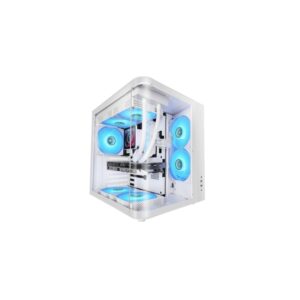 mars gaming mc curv caja torre atx cristal templado curvo continuo doble camara conectividad usb c y usb 3.0 7 ranuras de expansion 343x286x353mm color blanco