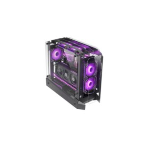 mars gaming mc edge caja torre atx soporte para refrigeracion liquida triple cristal templado formato open air 7 ranuras de expansion color negro