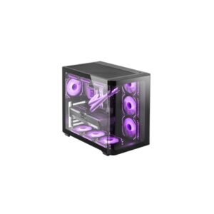 mars gaming mc fusion caja torre atx cristal templado curvo continuo soporta refrigeracion liquida capacidad hasta 10 ventiladores 7 ranuras de expansion color negro