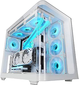 mars gaming mc fusion caja torre atx cristal templado curvo continuo soporta refrigeracion liquida capacidad hasta 10 ventiladores 7 ranuras de expansion color blanco