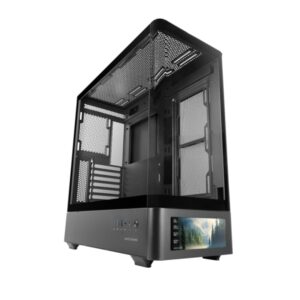 mars gaming mc lcdpro caja torre atx pantalla ips de 7.2” personalizable cristal templado frontal y lateral doble camara 7 ranuras de expansion 460x482x210mm color negro