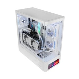 mars gaming mc lcdpro caja torre atx pantalla ips de 7.2” personalizable cristal templado frontal y lateral doble camara 7 ranuras de expansion 460x482x210mm color blanco