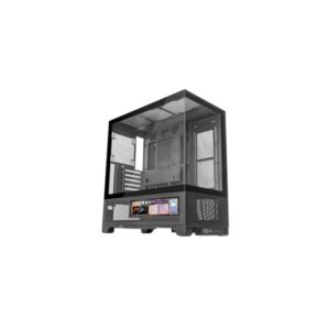 mars gaming mc lcdx caja torre atx pantalla ips de 9.6” personalizable cristal templado curvo continuo panel inferior de malla completa 7 ranuras de expansion 443x475x246mm color negro
