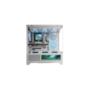 mars gaming mc lcdx caja torre atx pantalla ips de 9.6” personalizable cristal templado curvo continuo panel inferior de malla completa 7 ranuras de expansion 443x475x246mm color blanco