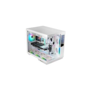 mars gaming mc mirage caja torre atx pantalla ips de 7.2” personalizable cristal templado frontal y lateral doble camara 7 ranuras de expansion 425x360x288mm color blanco