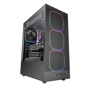 mars gaming mc nebula caja torre atx cristal templado lateral 4 ventiladores argb de 120mm malla metalica frontal 443x350x196mm color negro