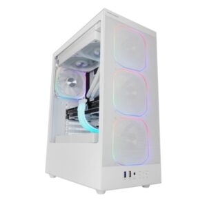 mars gaming mc nebula caja torre atx cristal templado lateral 4 ventiladores argb de 120mm malla metalica frontal 443x350x196mm color blanco