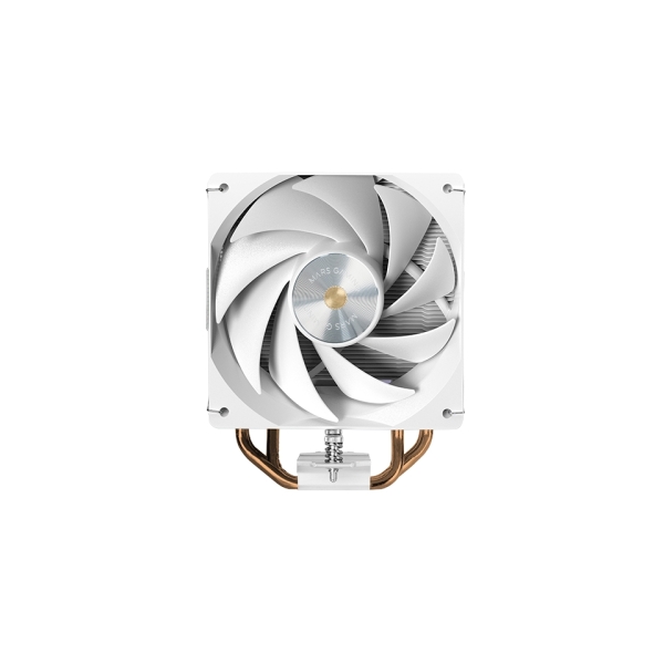mars gaming mcpu x4 disipador cpu con 230w de potencia ventilador pwm de 120mm 4 heatpipes hct aletas de aluminio 120x68x154mm color blanco