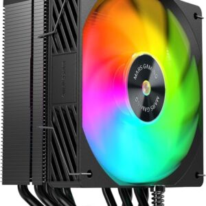 mars gaming mcpu x5argb disipador cpu con 280w de potencia ventilador pwm de 120mm iluminacion argb 5 heatpipes hct color negro