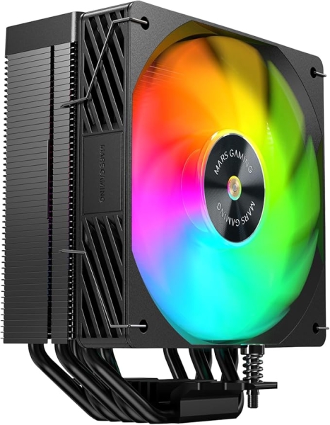 mars gaming mcpu x5argb disipador cpu con 280w de potencia ventilador pwm de 120mm iluminacion argb 5 heatpipes hct color negro