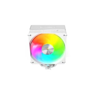 mars gaming mcpu x5argb disipador cpu con 280w de potencia ventilador pwm de 120mm iluminacion argb 5 heatpipes hct color blanco