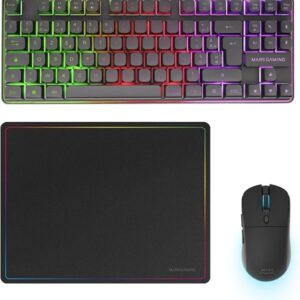 mars gaming mcpwtkl combo pack gaming 3en1 teclado hibrido h mech formato tkl disposicion francesa azerty fr raton 3200dpi switches huano color negro