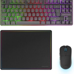 mars gaming mcpwtkl combo pack gaming 3en1 teclado hibrido h mech formato tkl disposicion portuguesa qwerty pt raton 3200dpi switches huano color negro