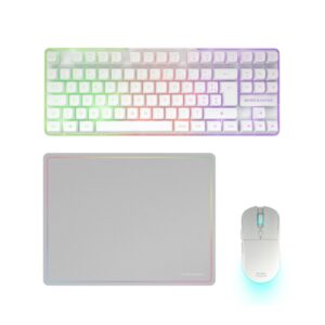 mars gaming mcpwtkl combo pack gaming 3en1 teclado hibrido h mech formato tkl disposicion qwerty es raton 3200dpi switches huano color blanco