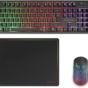 mars gaming mcpwx combo pack gaming 3en1 teclado hibrido h mech disposicion francesa azerty fr raton 3200dpi switches huano color negro