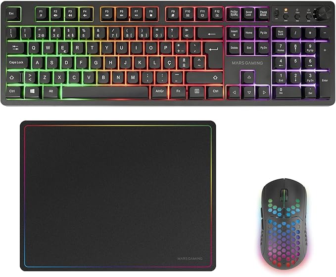 mars gaming mcpwx combo pack gaming 3en1 teclado hibrido h mech disposicion portuguesa qwerty pt raton 3200dpi switches huano color negro