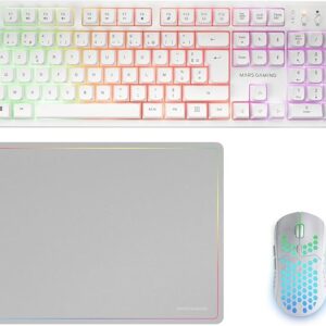 mars gaming mcpwx combo pack gaming 3en1 teclado hibrido h mech disposicion francesa azerty fr raton 3200dpi switches huano color blanco