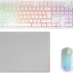 mars gaming mcpwx combo pack gaming 3en1 teclado hibrido h mech disposicion internacional qwerty us raton 3200dpi switches huano color blanco