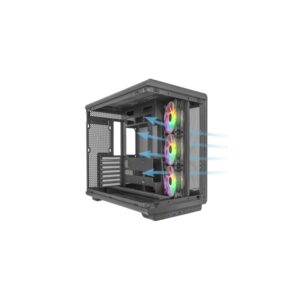 mars gaming mc rev caja torre atx tres ventiladores argb doble cristal templado doble camara 7 ranuras de expansion 423x278x443mm color negro