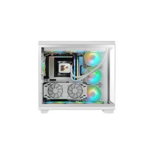 mars gaming mc rev caja torre atx tres ventiladores argb doble cristal templado doble camara 7 ranuras de expansion 423x278x443mm color blanco