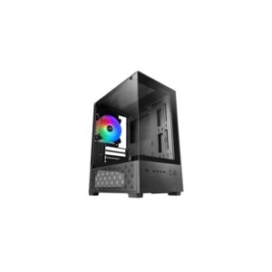 mars gaming mc se2 caja torre atx ventilador de 120mm frgb integrado cristal templado sin marco doble camara 5 ranuras de expansion 388x197x304mm color negro
