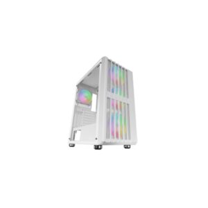 mars gaming mc vault caja torre atx 4 ventiladores de 120mm argb ventana lateral de cristal templado rejilla frontal y superior 7 ranuras de expansion color blanco