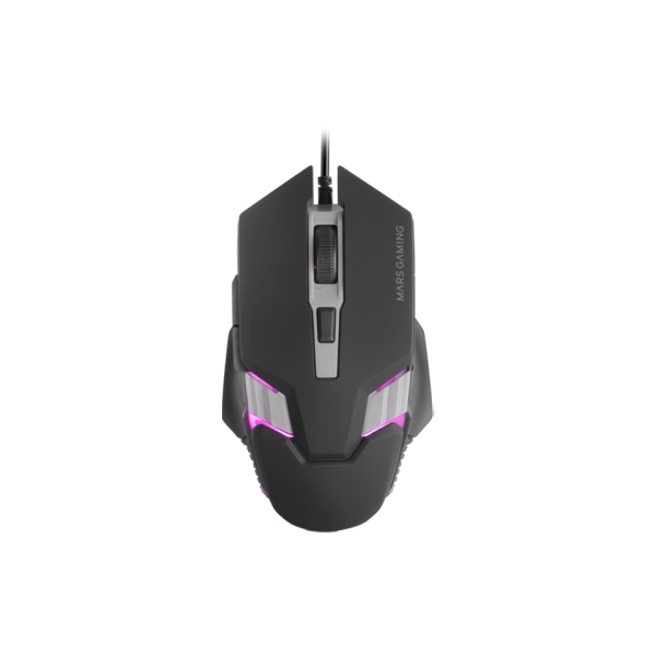 mars gaming mm024 raton gaming optico sensor 4000dpi switches huano iluminacion rgb 127x73x35mm color negro