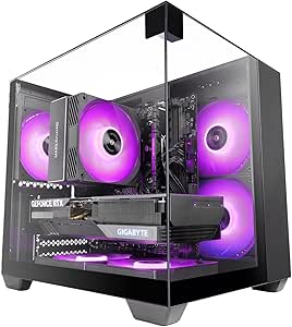 mars gaming mc visionm minitorre ultracompacta soporte para refrigeracion liquida hasta 240mm triple cristal templado soporte microatx/mini itx 5 ranuras de expansion 350x277x329mm color negro