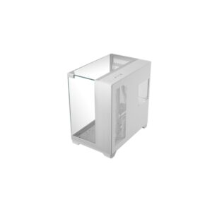 mars gaming mc vision caja torre atx soporte para refrigeracion liquida triple cristal templado doble camara 7 ranuras de expansion 442x421x280mm color blanco