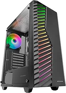 mars gaming mc volt caja torre atx ventilador argb de 120mm ventana lateral de cristal templado rejilla frontal argb 7 ranuras de expansion color negro