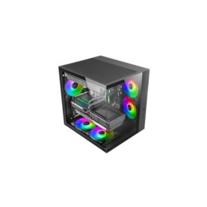 mars gaming mcv one caja torre atx ventilador de 120mm frgb trasero cristal templado curvo continuo doble camara 7 ranuras de expansion 342x286x352mm color negro