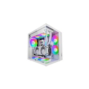 mars gaming mcv one caja torre atx ventilador de 120mm frgb integrado cristal templado curvo continuo doble camara 7 ranuras de expansion 342x286x352mm color blanco