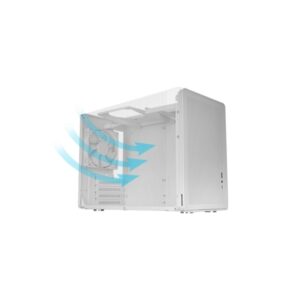 mars gaming mc xpro minitorre ultracompacta soporte microatx/mini itx rejilla de refrigeracion 360° ventilador trasero de 120mm 4 ranuras de expansion 392x196x289mm color blanco