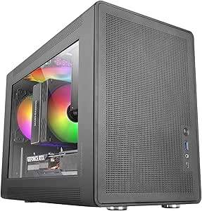 mars gaming mc xps minitorre ultracompacta ventilador de 120mm frgb trasero soporte microatx/mini itx rejilla de refrigeracion ventana lateral de cristal templado 392x196x289mm color negro