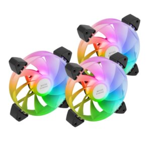 mars gaming mf 3ar pack de 3 ventiladores de 120mm fdb iluminacion argb 360º aspas invertidas silencioso 14db color negro