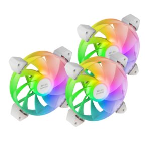 mars gaming mf 3ar pack de 3 ventiladores de 120mm fdb iluminacion argb 360º aspas invertidas silencioso 14db color blanco