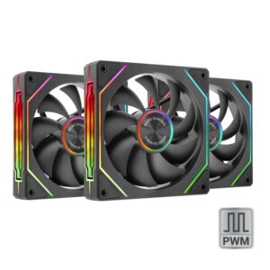 mars gaming mf linkfinitykit2 pack de 3 ventiladores de 120mm iluminacion argb infinity mirror silencioso 12db modular linkfinity magnetico color negro
