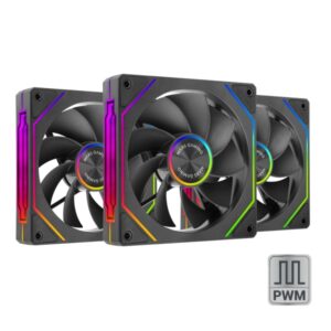 mars gaming mf linkfinitykit2r pack de 3 ventiladores de 120mm iluminacion argb infinity mirror silencioso 12db modular linkfinity magnetico color negro