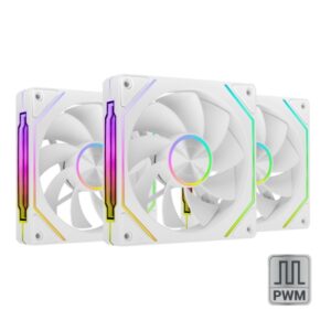 mars gaming mf linkfinitykit2r pack de 3 ventiladores de 120mm iluminacion argb infinity mirror silencioso 12db modular linkfinity magnetico color blanco