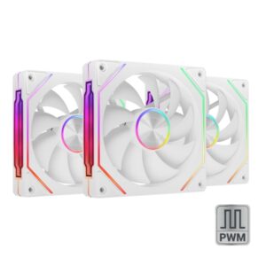 mars gaming mf linkfinitykit2 pack de 3 ventiladores de 120mm iluminacion argb infinity mirror silencioso 12db modular linkfinity magnetico color blanco