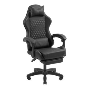 mars gaming mgc x silla gaming ergonomica reposapies extensible cojines lumbar y cervical 660x540x1250mm acabado en cuero pu color negro