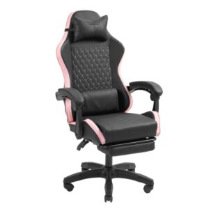 mars gaming mgc x silla gaming ergonomica reposapies extensible cojines lumbar y cervical 660x540x1250mm acabado en cuero pu color negro y rosa