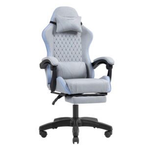 mars gaming mgc x fabric silla gaming ergonomica reposapies extensible cojines lumbar y cervical 660x540x1250mm tejido transpirable color gris y azul