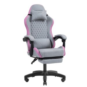 mars gaming mgc x fabric silla gaming ergonomica reposapies extensible cojines lumbar y cervical 660x540x1250mm tejido transpirable color gris y rosa
